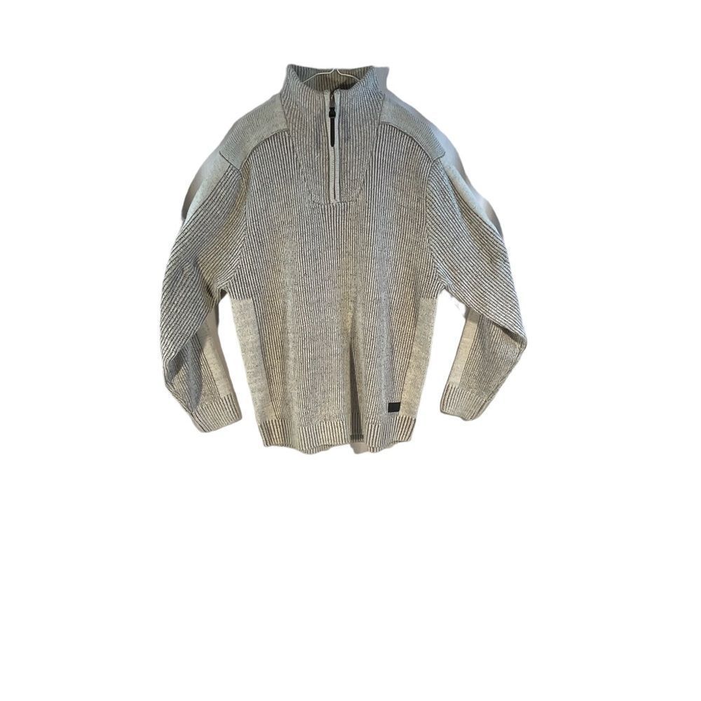 Projek Raw Mens Sweater Gray Quarter Zip Pullover Ribbed Size XXL Cotton Blend